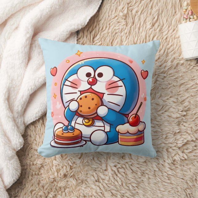 Foodie Doraemon Throw Pillow (Blanket)