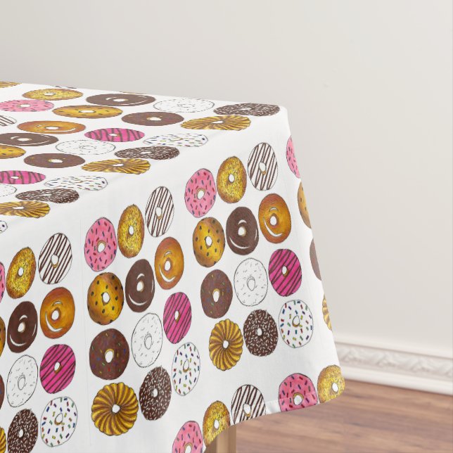 Foodie Doughnut Shop Breakfast Food Doughnut Print Tablecloth (In Situ)