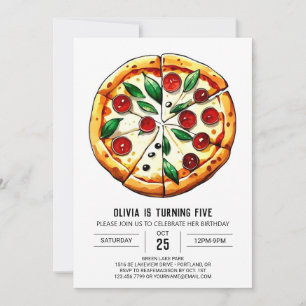 Foodie Editable Pizza Birthday Invitation