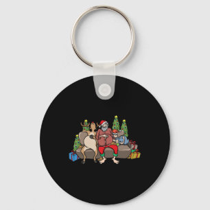 Foodie Gifts Food Coma Funny Christmas Pun Santa C Keychain
