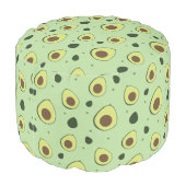 Foodie Green Avocado Illustrated Pattern Pouf (Angled Back)