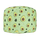 Foodie Green Avocado Illustrated Pattern Pouf (Right)
