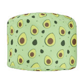 Foodie Green Avocado Illustrated Pattern Pouf (Front)