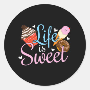 Foodie Life is Sweet Baking Quote - Cupcake Art Classic Round Sticker