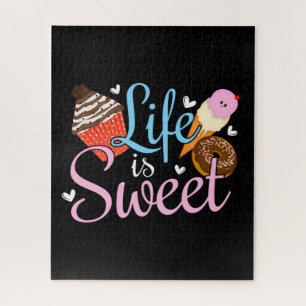 Foodie Life is Sweet Baking Quote - Cupcake Art Jigsaw Puzzle