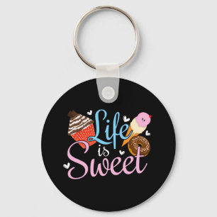 Foodie Life is Sweet Baking Quote - Cupcake Art Keychain