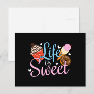 Foodie Life is Sweet Baking Quote - Cupcake Art Postcard