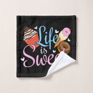 Foodie Life is Sweet Baking Quote - Cupcake Art Wash Cloth