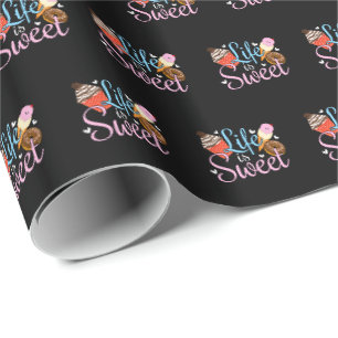 Foodie Life is Sweet Baking Quote - Cupcake Art Wrapping Paper