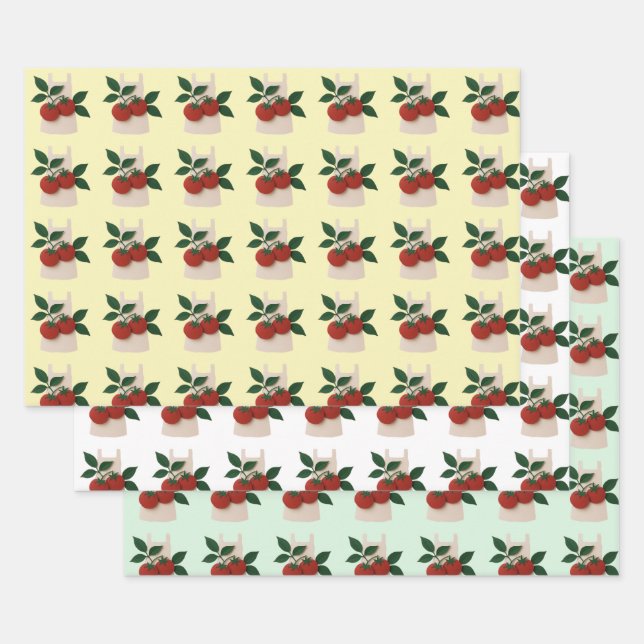 Foodie Lovers Wrapping Paper — Aprons & Tomatoes ( (Set)
