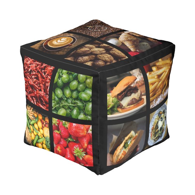 Foodie OR YOUR PHOTOS custom poufs (Angled Front)