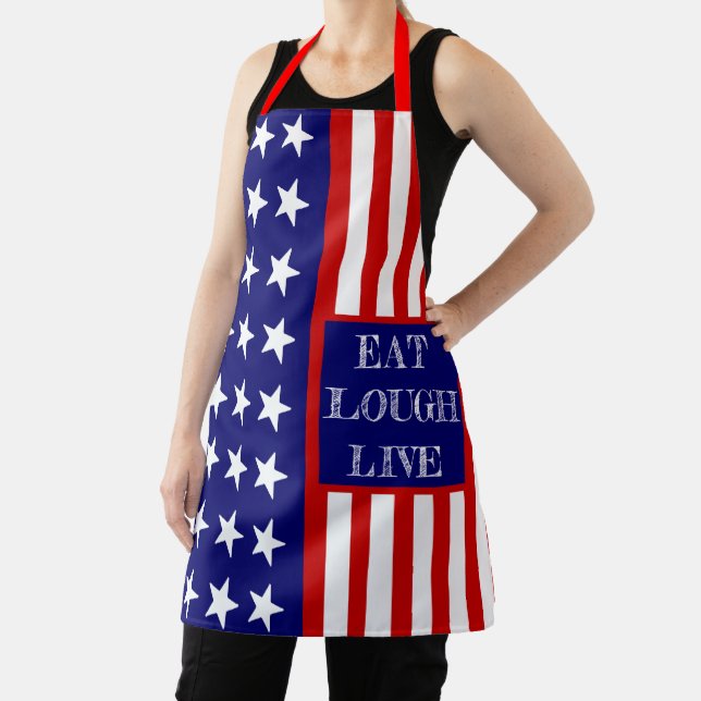 Foodie Quotes & Sayings Personalized Name USA Flag Apron (Insitu)