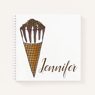 Foodie Vanilla Ice Cream Nutty Nuts Buddy Cone Notebook