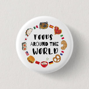 Foods around the world  1 inch round button