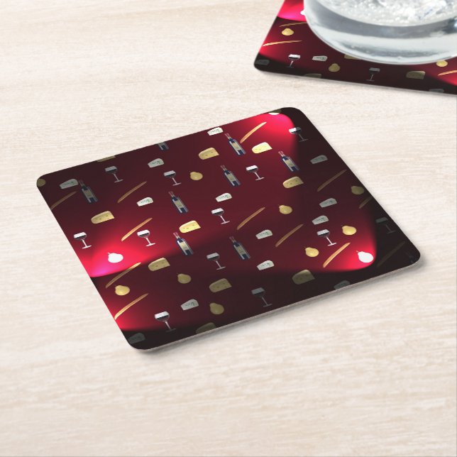 Foods Delight Cranberry Lights Square Paper Coaster (Angled)