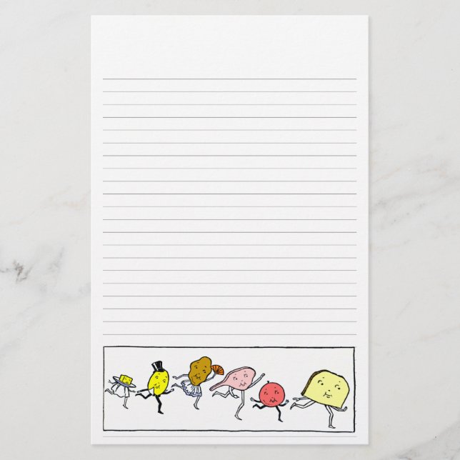 Foods Vintage Kitchen Art Lined Stationery (Front)