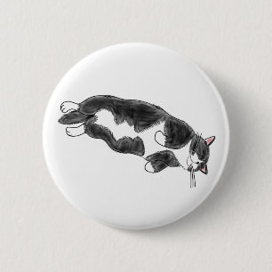 FooFooCat: Lazy Jumbo Tuxedo Cat 2 Inch Round Button