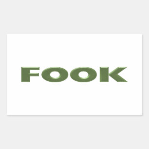 Fook white rectangle large stickers