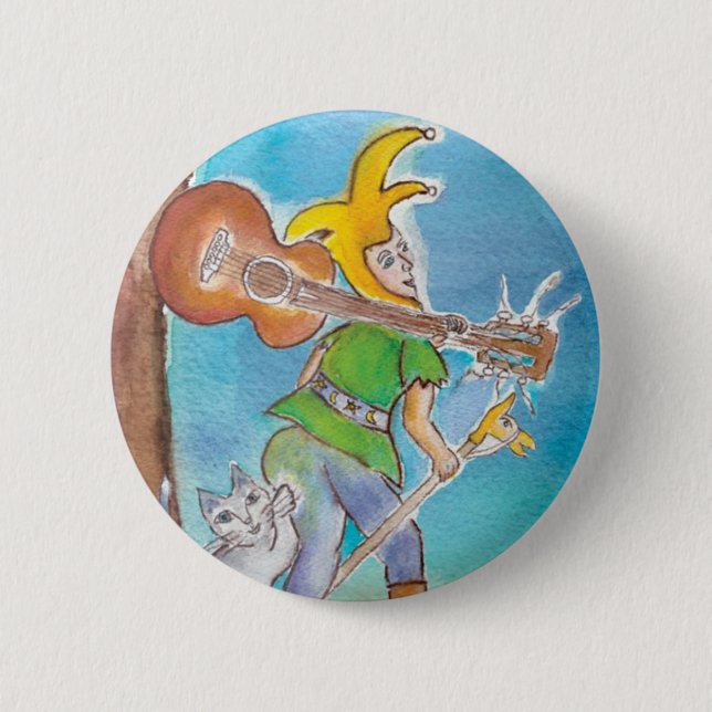 Fool with Guitar (round button) 2 Inch Round Button (Front)