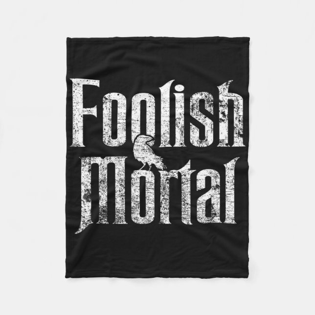 Foolish Mortal Raven White Print  Fleece Blanket (Front)
