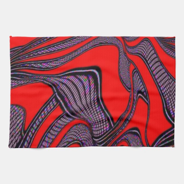 foolish movements, red black kitchen towel (Horizontal)
