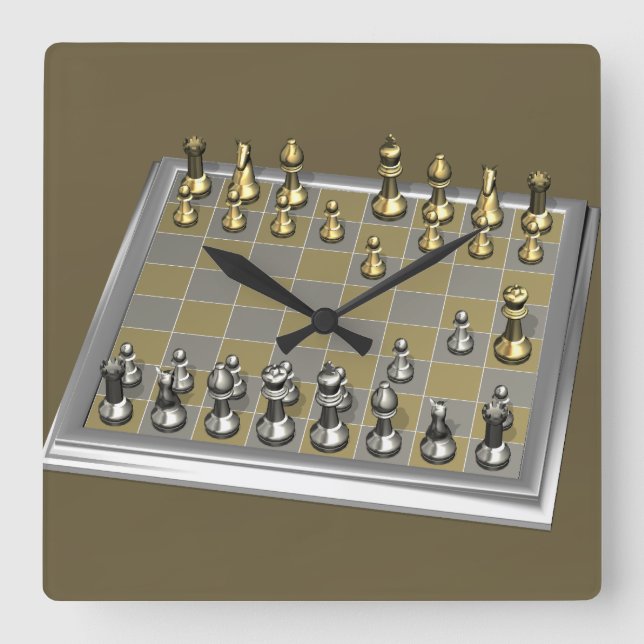 Fool's Mate Square Wall Clock (Front)