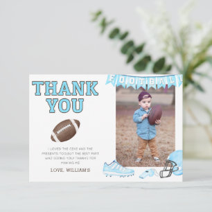 Foorball First Birthday Photo Thank You Card