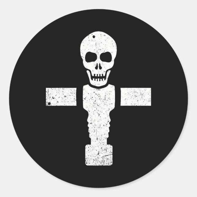 Foosball Skull Soccer Football Player Cool Sports Classic Round Sticker (Front)