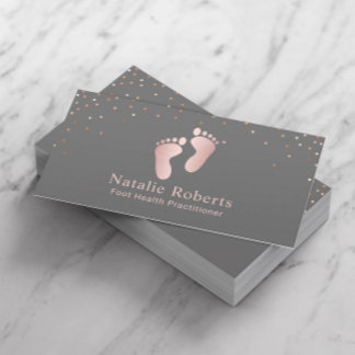 Foot Healthcare Practitioner Grey & Rose Gold Business Card