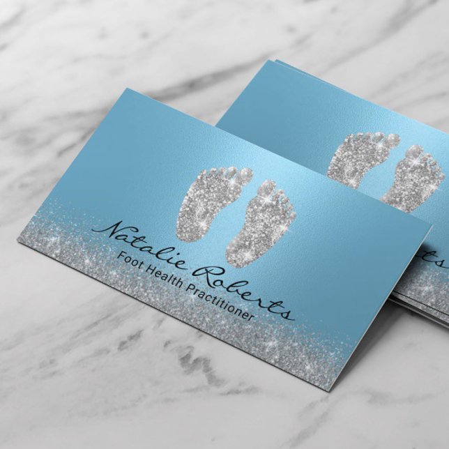 Foot Massage Practitioner Modern Light Blue Spa Business Card (Creator Uploaded)