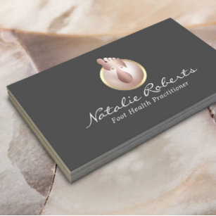Foot Massage Therapy Elegant Grey Reflexology Spa Business Card