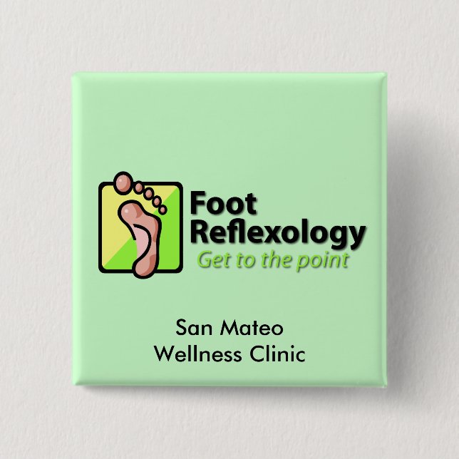 Foot Reflexology 2 Inch Square Button (Front)