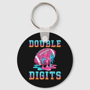 Football 10th Birthday Shirt Double Digits Ice Keychain