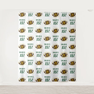 Football 15th Birthday Boys   Step Repeat Backdrop Tapestry