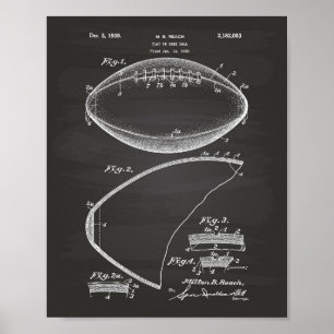 Football 1939 Patent Art - Chalkboard Poster