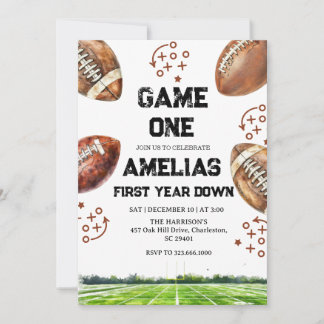 Football 1st Birthday American Sports Game On  Invitation