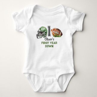 Football 1st Birthday Bodysuit-First Year Down Baby Bodysuit