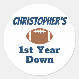 Football 1st Birthday Classic Round Sticker