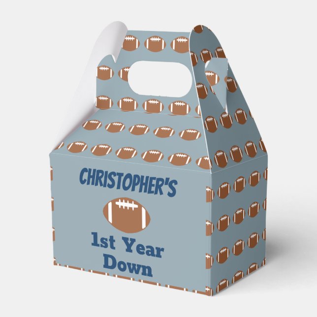 Football 1st Birthday Favor Box (Front Side)