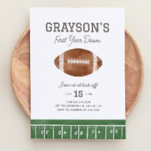 Football 1st Birthday Invitation, First Year Down