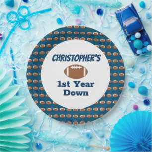 Football 1st Birthday Paper Plate