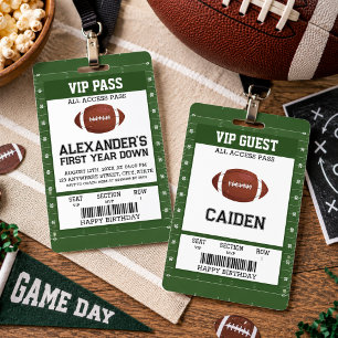Football 1st Birthday Party VIP Pass Guest Badge