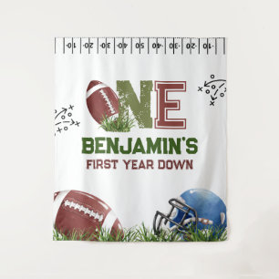 Football 1st Year Down Birthday Backdrop Tapestry