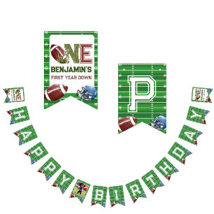 Football 1st Year Down Birthday Bunting Flags