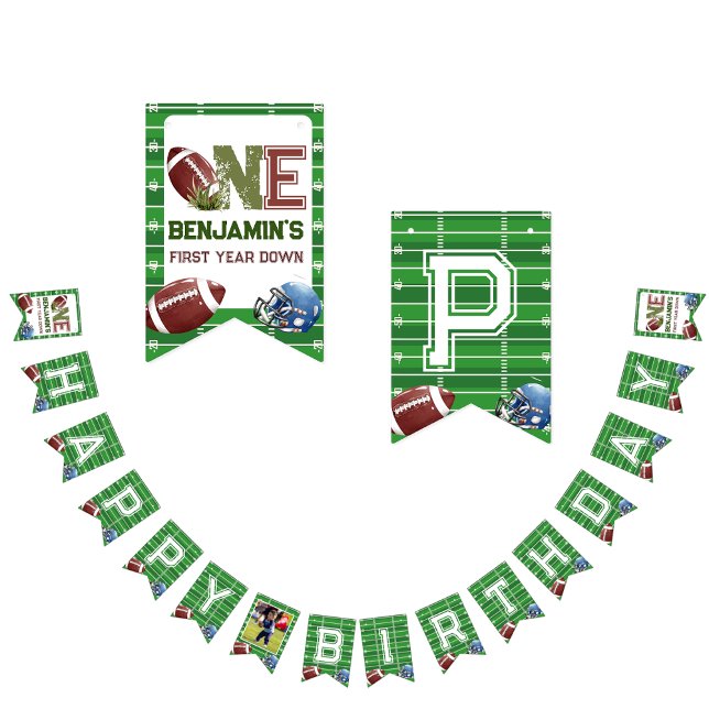 Football 1st Year Down Birthday Bunting Flags (Creator Uploaded)