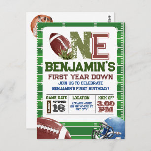 Football 1st Year Down Birthday Postcard