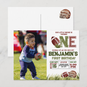 Football 1st Year Down Birthday Postcard