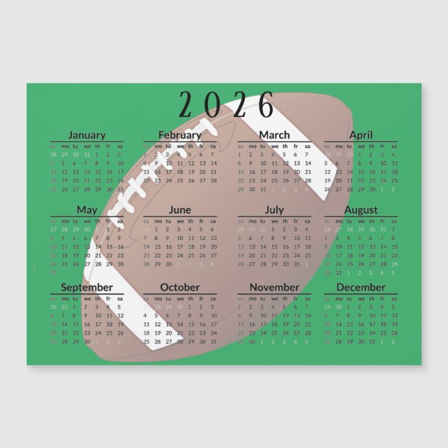 Football 2026 Calendar Magnetic Card (Front)