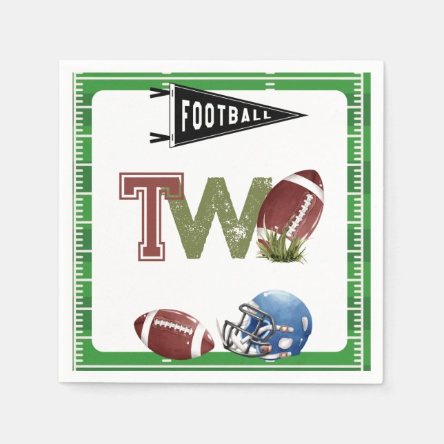 Football 2nd Year Down Birthday Napkin (Front)