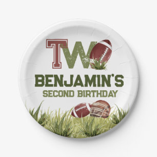 Football 2nd Year Down Football BIrthday Party Paper Plate